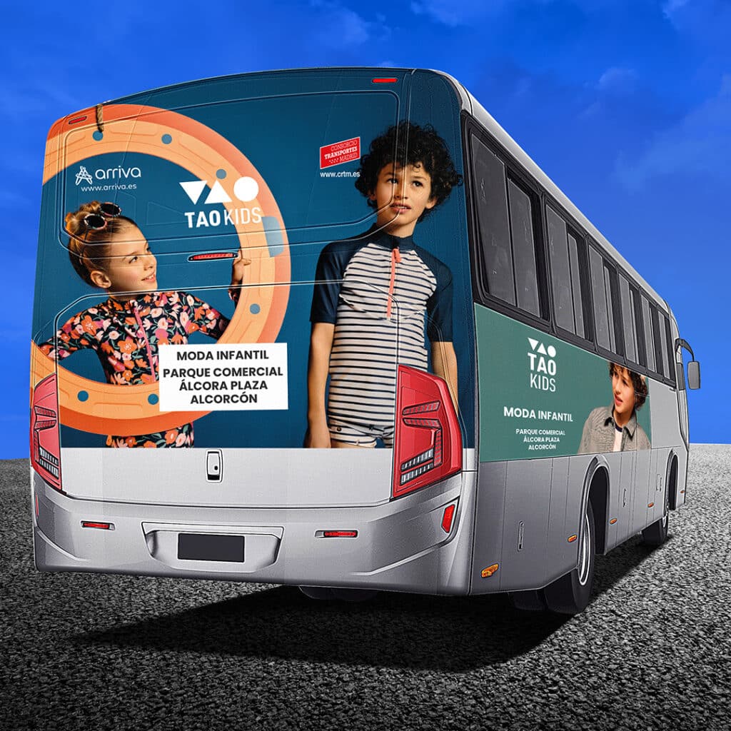 Habillage de bus TAO pour l'ouverture magasin en Espagne
